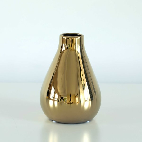 Fabulaxe 7 H Decorative Ceramic Modern Centerpiece Table Flower Vase, Gold QI004056.M